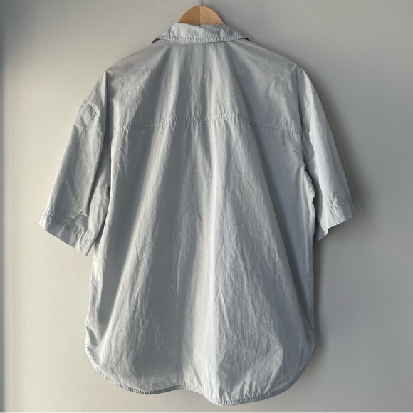 Aritzia THE GROUP BABATON Calipso Grey Short Sleeve Camp Collar Shirt M - Picture 4 of 7